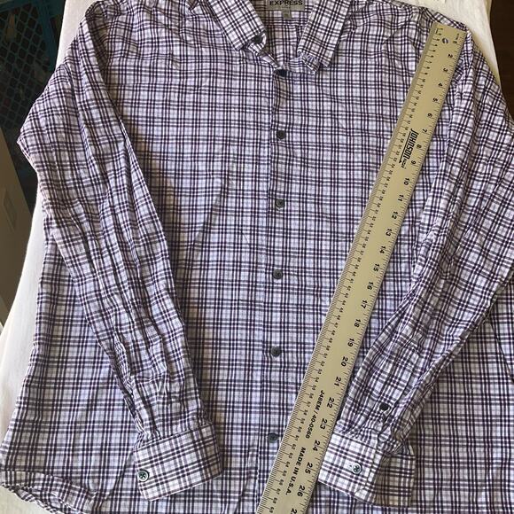Express Fitted Long Sleeve Button Down Shirt size 2XL (18-18 1/2), Gray & White - Picture 2 of 8